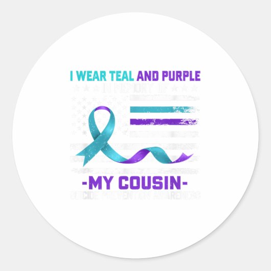 In Memory Cousin Suicide Awareness Prevention Amer Ronde Sticker (Voorkant)