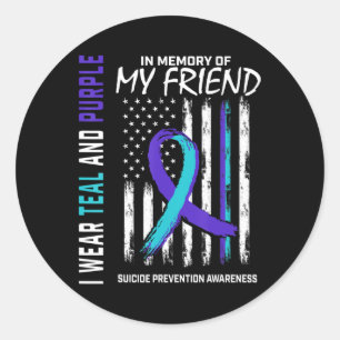 In Memory Friend Suicide Awareness Prevention Amer Ronde Sticker