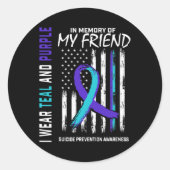In Memory Friend Suicide Awareness Prevention Amer Ronde Sticker (Voorkant)