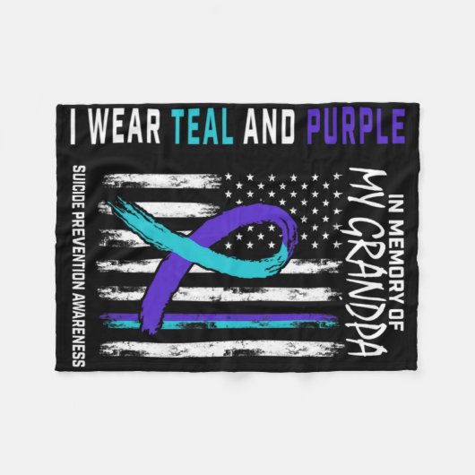 In Memory Grandpa Suicide Awareness Prevention Ame Fleece Deken (Voorkant (Horizontaal))