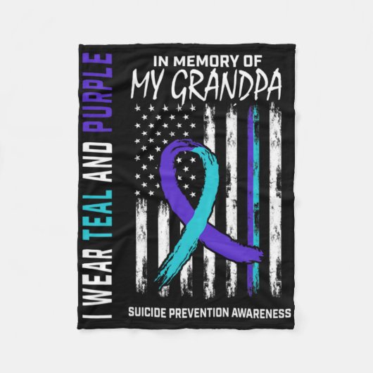 In Memory Grandpa Suicide Awareness Prevention Ame Fleece Deken (Voorkant)