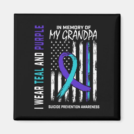 In Memory Grandpa Suicide Awareness Prevention AME Magneet (Voorkant)