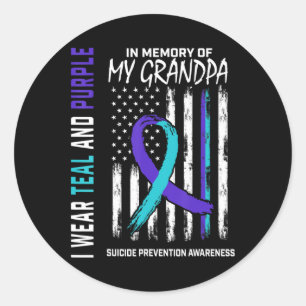 In Memory Grandpa Suicide Awareness Prevention AME Ronde Sticker