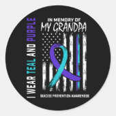 In Memory Grandpa Suicide Awareness Prevention AME Ronde Sticker (Voorkant)