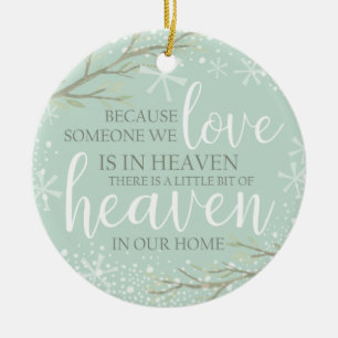 In Memory Love Heaven Blue Snow Winter Trees   Keramisch Ornament