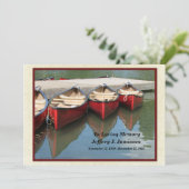 In Memory Memorial Service Invitation, Red Canoes Kaart (Staand voorkant)