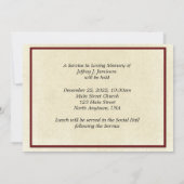 In Memory Memorial Service Invitation, Red Canoes Kaart (Achterkant)