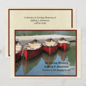 In Memory Memorial Service Invitation, Red Canoes Kaart (Voorkant / Achterkant)