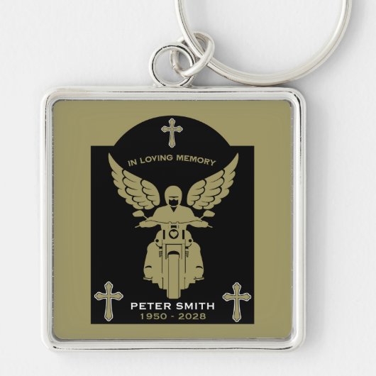 In Memory Motorbike Rider Biker Funeral Sleutelhanger (Voorkant)
