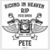 In Memory Motorbike Rider Biker Funeral Sticker (Vel)