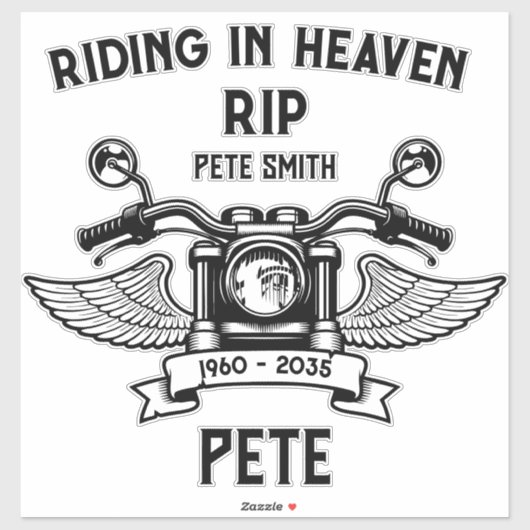 In Memory Motorbike Rider Biker Funeral Sticker (Vel)