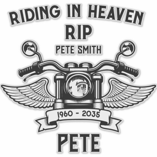 In Memory Motorbike Rider Biker Funeral Sticker (Voorkant)