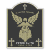 In Memory Motorbike Rider Biker Funeral Sticker (Voorkant)