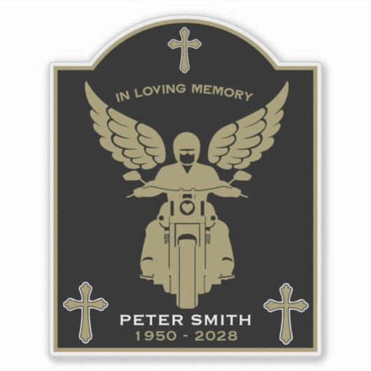 In Memory Motorbike Rider Biker Funeral Sticker (Voorkant)