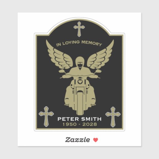 In Memory Motorbike Rider Biker Funeral Sticker (Vel)