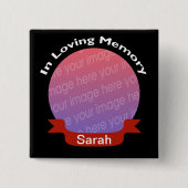 In Memory of Black Photo Button met naam (Voorkant)