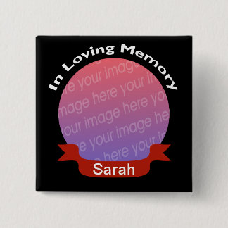 In Memory of Black Photo Button met naam