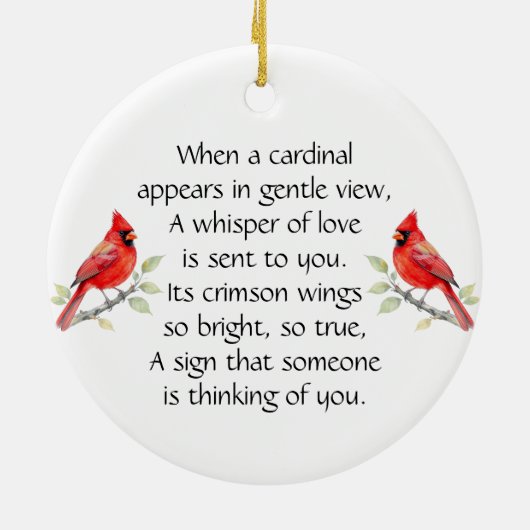 In Memory of | Cardinal Poem Memorial Keepsake Keramisch Ornament (Achterkant)