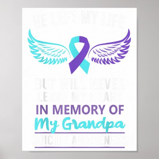 In Memory Of Grandpa Suicide Awareness Prevention  Poster (Voorkant)