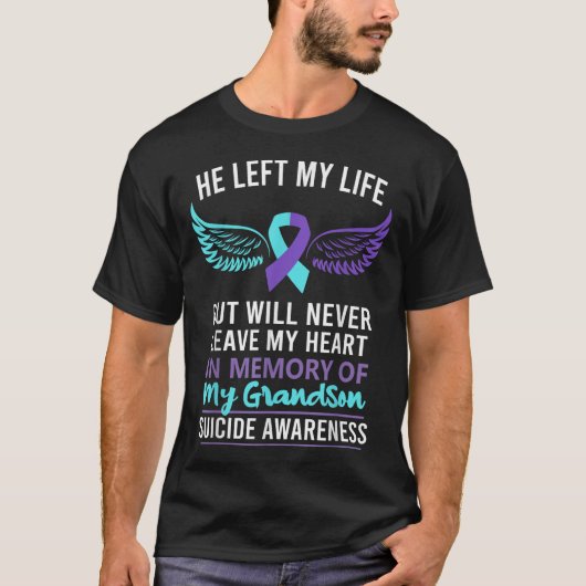 In Memory Of Grandson Suicide Awareness Prevention T-shirt (Voorkant)