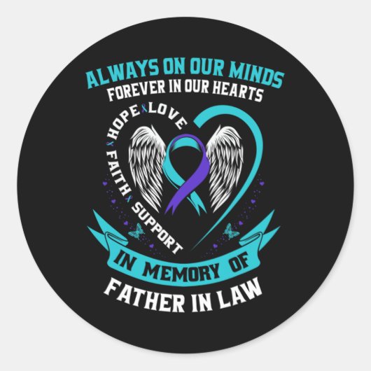 In Memory Of My Father In Law Suicide Awareness Pr Ronde Sticker (Voorkant)