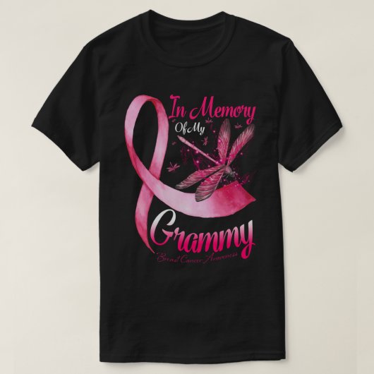 In Memory of My Grammy Dragonfly Breast Cancer Awa T-shirt (Design voorkant)