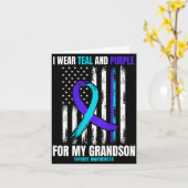 In Memory Of My Grandson Suicide Awareness Flag Ba Kaart (Gele Bloem)