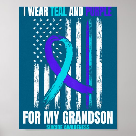In Memory Of My Grandson Suicide Awareness Flag Ba Poster (Voorkant)