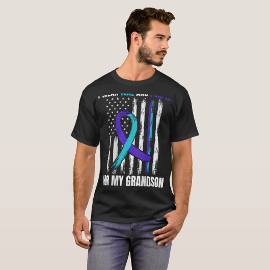 In Memory Of My Grandson Suicide Awareness Flag Ba T-shirt (Voorkant volledig)