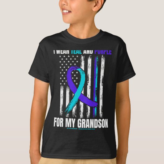 In Memory Of My Grandson Suicide Awareness Flag Ba T-shirt (Voorkant)