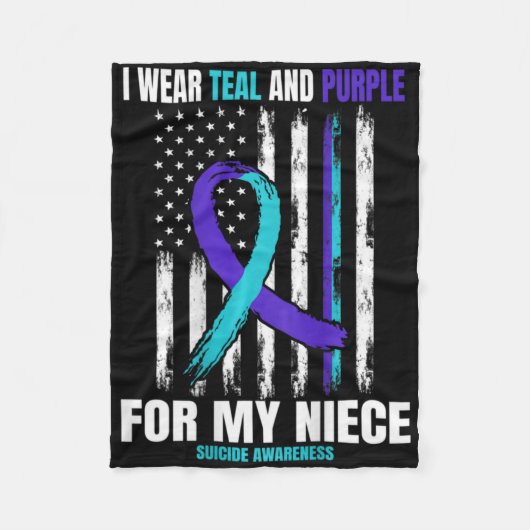 In Memory Of My Niece Suicide Awareness Usa Flag C Fleece Deken (Voorkant)