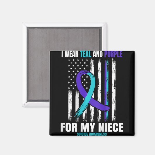 In Memory Of My Niece Suicide Awareness Usa Flag C Magneet (Voorkant / Achterkant)