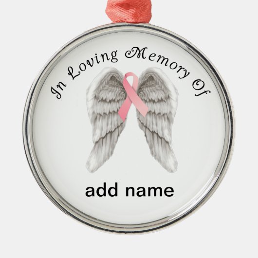 In Memory of the Breast Cancer Kerstannament Metalen Ornament (Voorkant)
