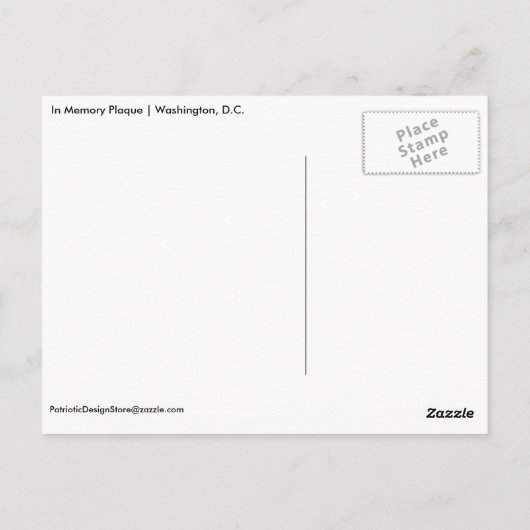 In Memory Plaque | Vietnam Veterans Memorial Briefkaart (Achterkant)