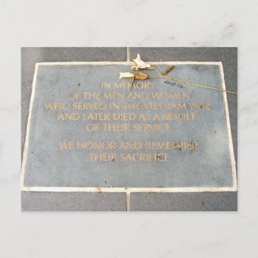 In Memory Plaque | Vietnam Veterans Memorial Briefkaart (Voorkant)