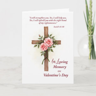 In Memory Valentijnsdag Religieus Kruis Bloem Kaart