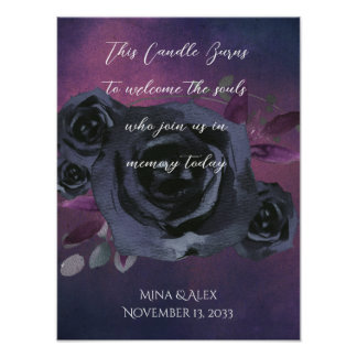 In Memory Waterverf Zwart Roos Moderne Gothic Foto Afdruk