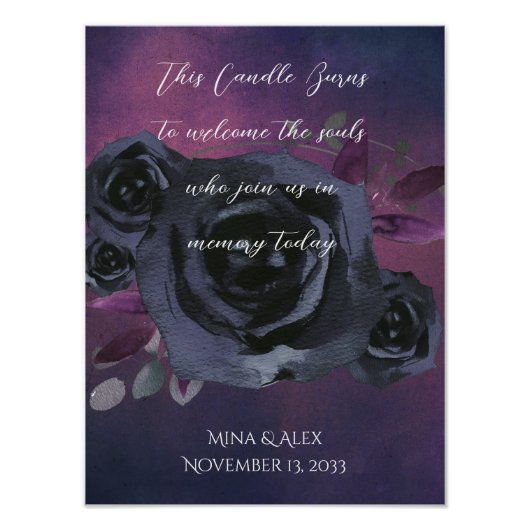 In Memory Waterverf Zwart Roos Moderne Gothic Foto Afdruk (Voorkant)