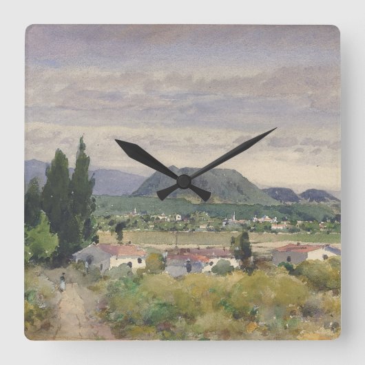 In Mexico Holmes Waterverf Landscape Summer Vierkante Klok (Voorkant)