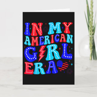 In Mij Era Amerikaanse Meisje Retro 4 Juli Vierde  Kaart