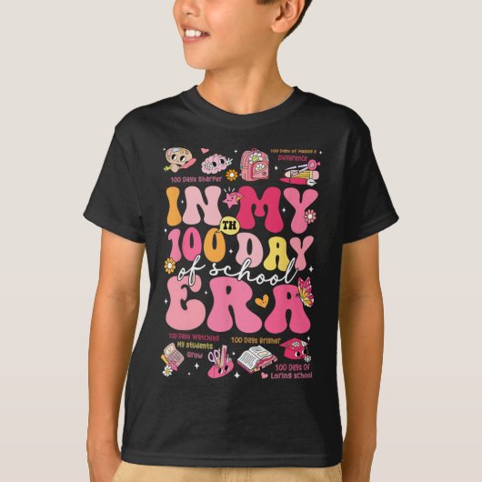 In mijn 100 dagen schooltijd Groovy Retro student T-shirt (Voorkant)