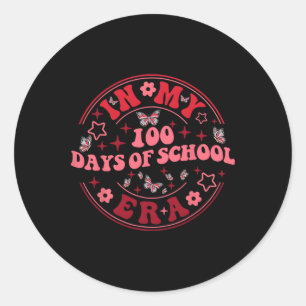 In mijn 100 dagen schooltijd retro 100ste dag van ronde sticker