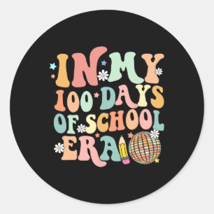 In mijn 100 dagen schooltijd retro disco 100ste da ronde sticker
