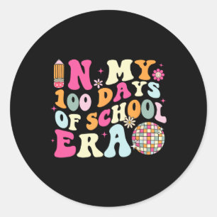 In mijn 100 dagen schooltijd retro disco 100ste da ronde sticker