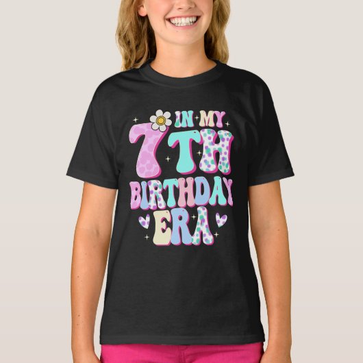 In mijn 7e verjaardag tijdperk Meisje Zevende verj T-shirt (Voorkant)