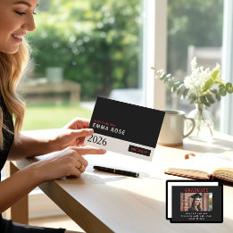 In Mijn Afstudeer Tijdperk rood Zwart Minimalistis Kaart