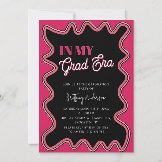 In Mijn Afstudeerder Era Roze en Zwart Squiggly Af Kaart (Voorkant)