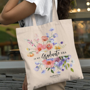 In mijn Afstuderen tijdperk   Monogram bloemen Tote Bag