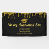 In mijn afstuderen tijdperk zwart en goud afstuder spandoek (Horizontaal)