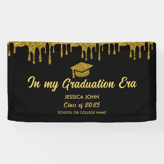 In mijn afstuderen tijdperk zwart en goud afstuder spandoek (Horizontaal)